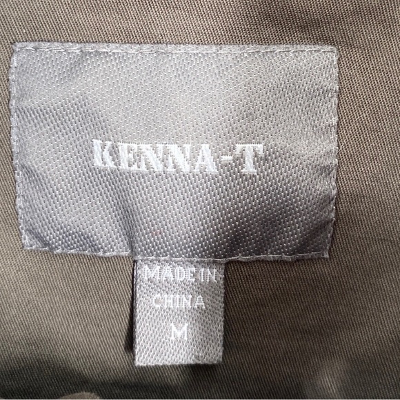 Kenna-T Olive Green Utility Jacket Cinched Waist Bronze Metal Detail Size Medium - Picture 8 of 11